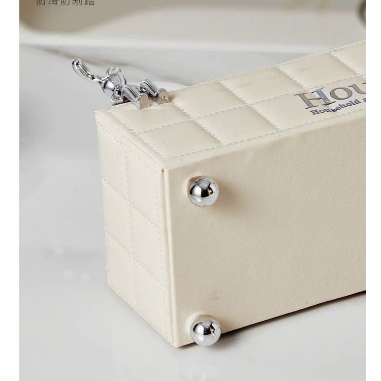Hộp đựng khăn giấy rút da Thỏ Bạc Để Bàn Phòng khách Gia Dụng Cao Cấp Haza Home Decor