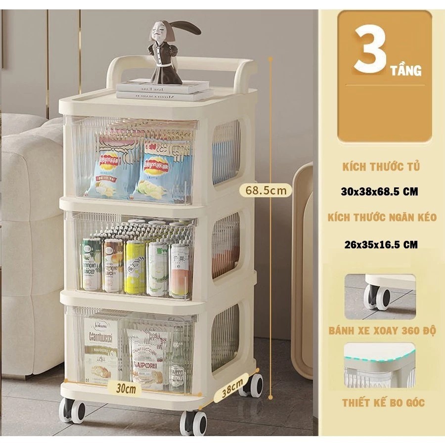 [SALE MẠNH] Kệ Để Đồ Đa Năng 3 4 5 Tầng Có Bánh Xe - Giá Đựng Đồ Chống Bụi, Giá Đựng Đồ Spa, Văn Phòng, Bỉm Sữa