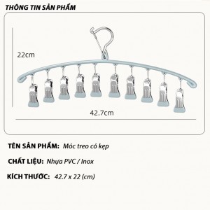 Clothes Hanger with 10 Clips MQ-02 Clothes Hanger with Clips for Drying Clothes, Socks, Underwear, and Baby Clothes Covered with PVC M