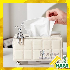 Silver Rabbit Leather Tissue Box for Living Room High-end Household Appliances Haza Home Decor