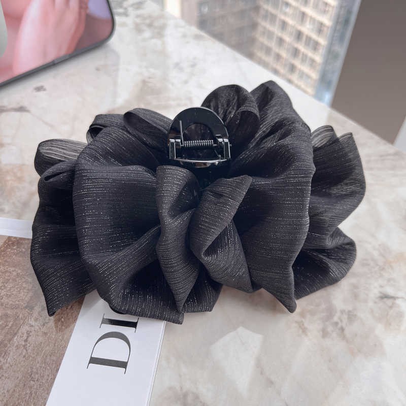 Ahellogirl Mesh Bow Grab Clip Sense Enhance Temperament Hairpin Women Back Headband Hair Plate Big Shark Clip Hair Card Headdress Hair Accessories