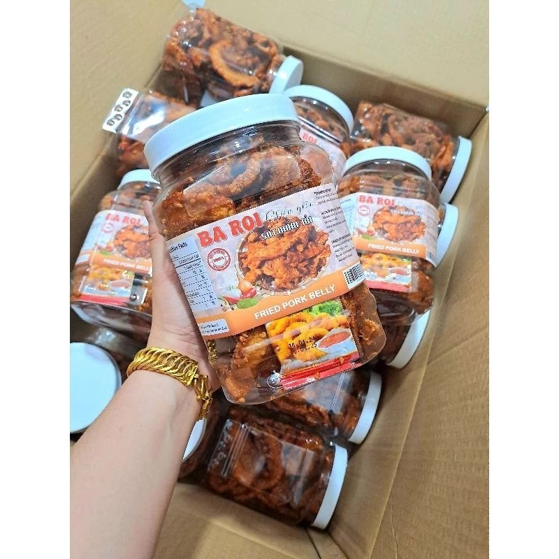 Hộp 500gr ba rọi mắm tỏi sấy giòn cay nguyên miếng, mặn ngọt thơm ngon đậm vị, đồ ăn vặt ngon