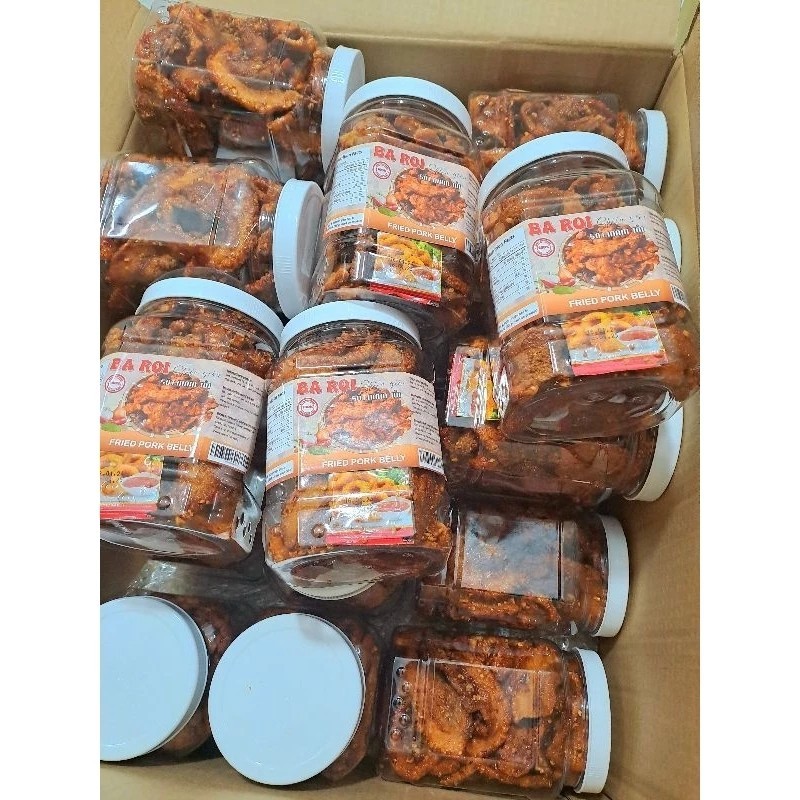 Hộp 500gr ba rọi mắm tỏi sấy giòn cay nguyên miếng, mặn ngọt thơm ngon đậm vị, đồ ăn vặt ngon