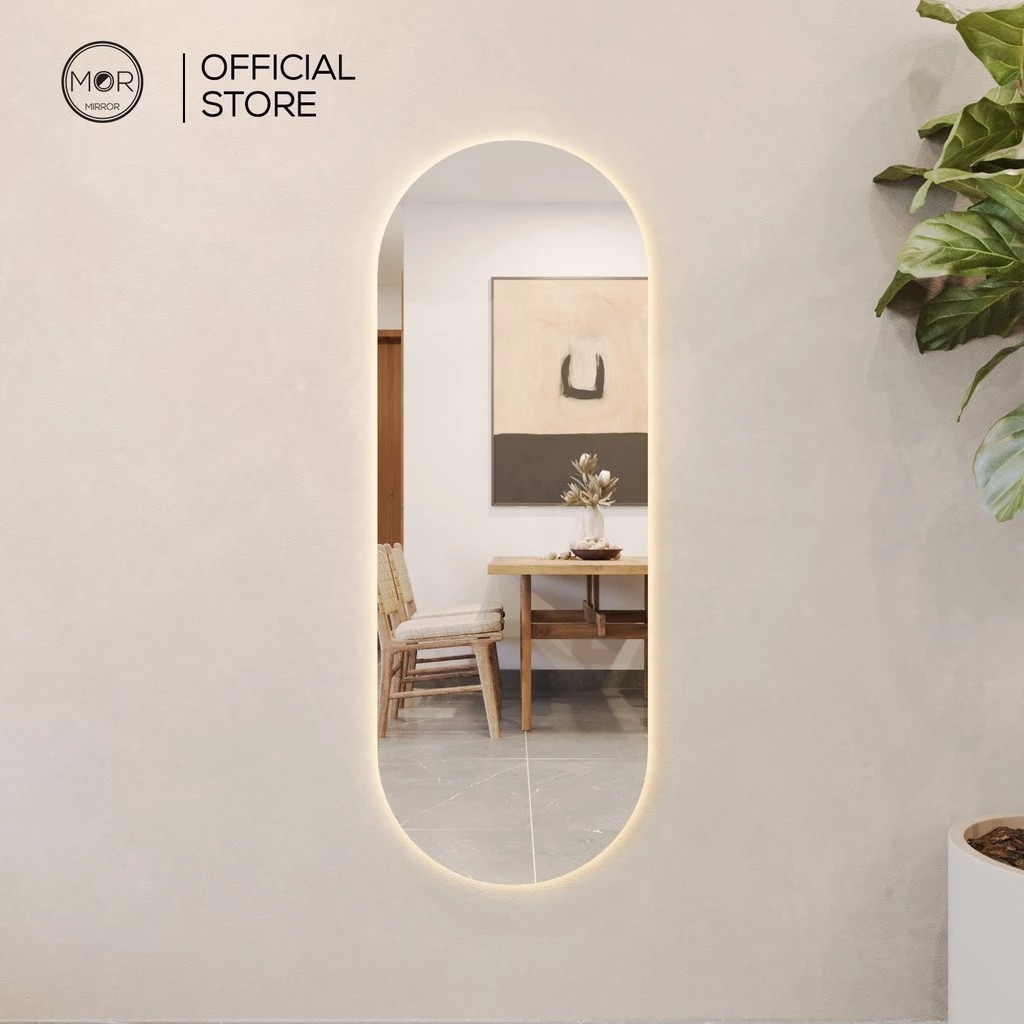 Gương toàn thân oval trang trí phòng led cảm ứng cao cấp MOR MIRROR kích cỡ 70x170 đầy đủ phụ kiện