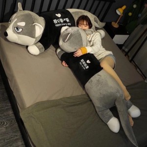 Giant 1m5 Big Crazy Face Husky Teddy Bear, High Quality Cool Husky Stuffed Animal