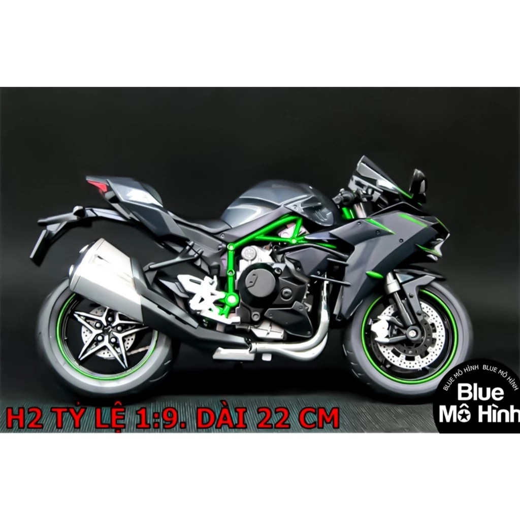 Xe mô hình mô tô Kawasaki Ninja H2R H2 phiên bản sáng đèn 1:9 và 1:6