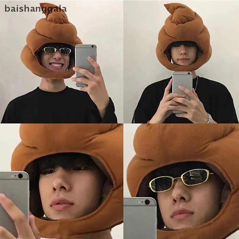 Baishanggala Sáng Tạo Dễ Thương Hình Shit Sang Trọng Mũ Đồ Chơi Nhồi Bông Ngộ nghĩnh Giả Poop Full Mũ Đội Đầu ADS