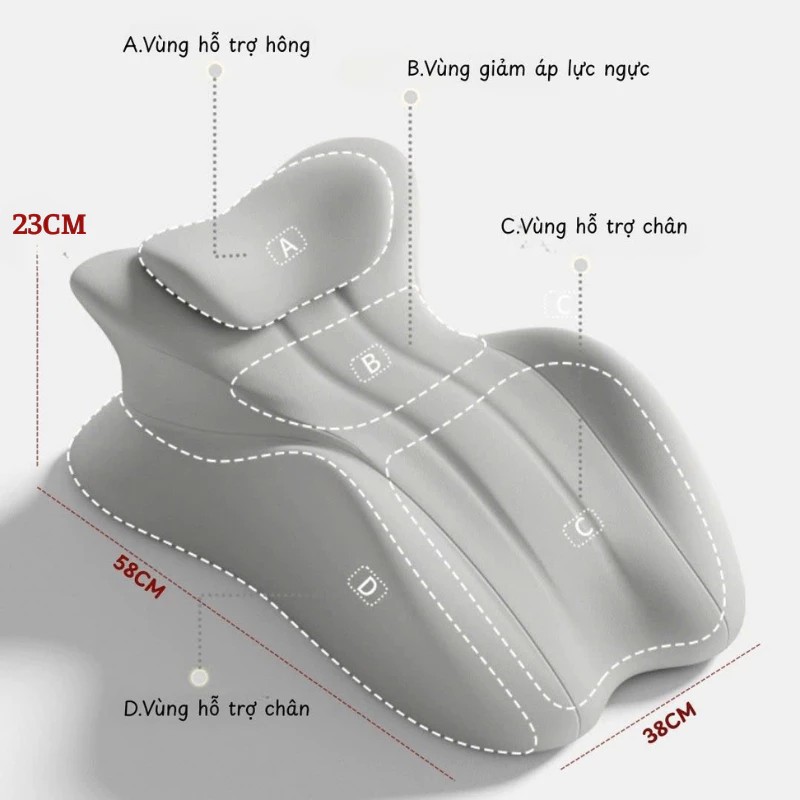 Ergonomic pillow for lying on your stomach while playing games, relaxing, supporting your body and reducing back and neck pain