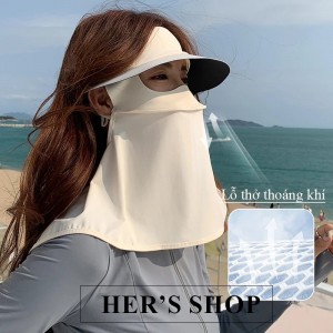 Full Face and Neck Sunscreen Mask with Integrated UPF50+ Hat Brim Effectively Protects Against UVA/UVB Rays