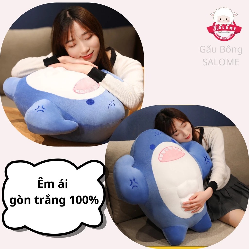 Gấu Bông Con Cá Mập Xanh Cơ Bắp Có Múi Bụng Cute To Khổng Lồ SALOME TP HCM, Quà Tặng Cao Cấp