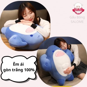 Big Cute Blue Shark Teddy Bear With Abs And Muscles SALOME HCMC, High-end Gift