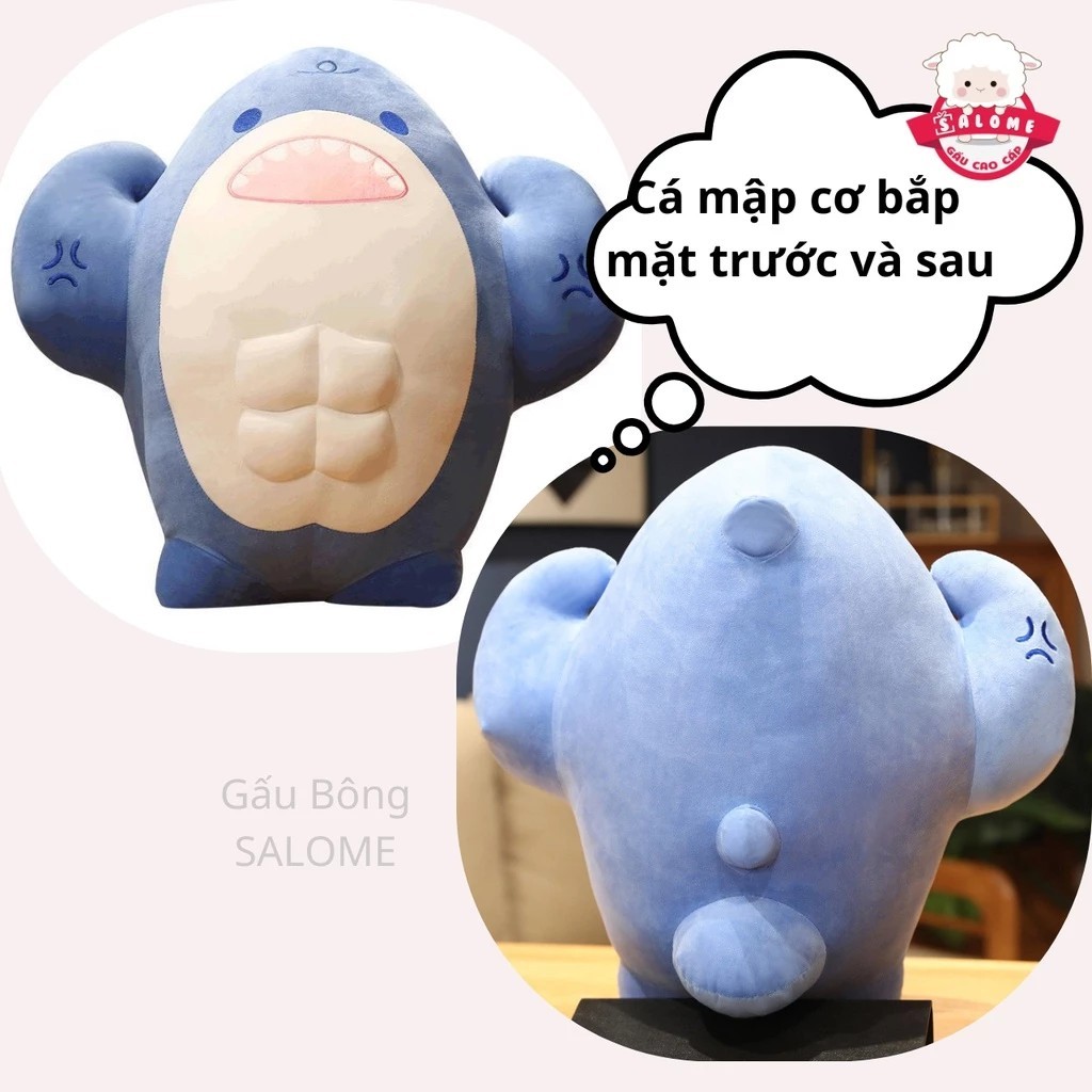 Gấu Bông Con Cá Mập Xanh Cơ Bắp Có Múi Bụng Cute To Khổng Lồ SALOME TP HCM, Quà Tặng Cao Cấp
