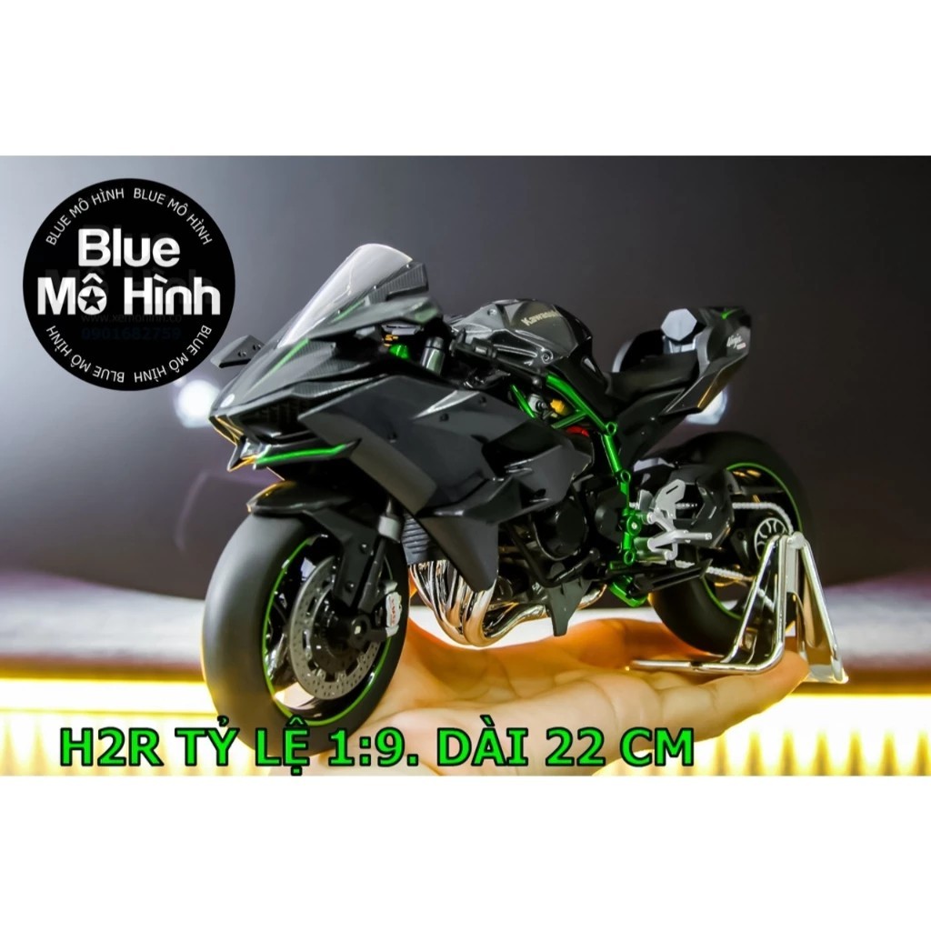 Xe mô hình mô tô Kawasaki Ninja H2R H2 phiên bản sáng đèn 1:9 và 1:6