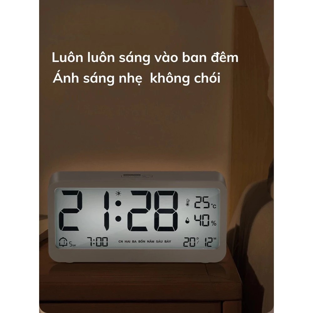 Đồng hồ để bàn đa năng - Màn hình led ban đêm tích hợp báo thức, đo nhiệt độ, độ ẩm phòng , decor phòng ngủ, cảm ứng