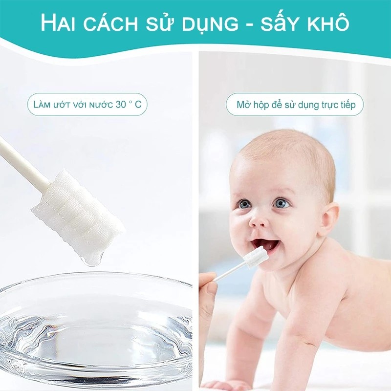 30Pcs Disposable Medical Cotton Swabs Oral Hygiene Swabs Toothbrush For Babies