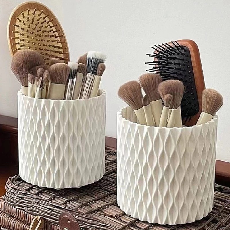 Makeup Brush Holder with 5 Compartments (3D WAVE) Design, High-end Multi-Function Desktop Box
