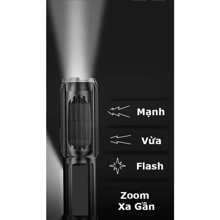 Đèn pin Led mini cầm tay siêu sáng có Zoom xa gần, chiếu xa 300m pin trâu, chống nước IP65, đèn pin sạc cầm tay