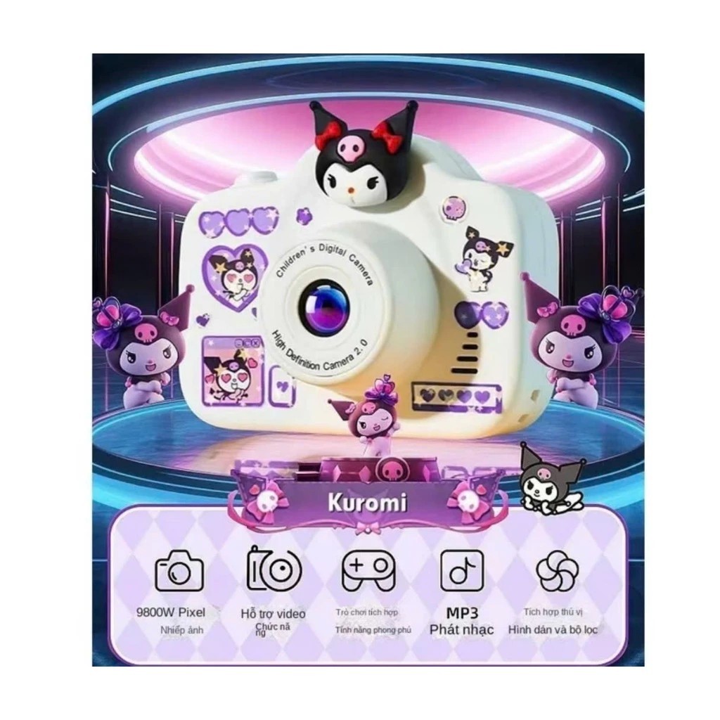 thuật số Mini Camera kép 2000W Pixel độ phân giải cao Kuromi Cinnamoroll Melody