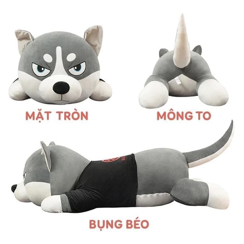 Gấu Bông Chó Husky Mặt Ngáo Size 1m5 Siêu To Khổng Lồ, Thú Nhồi Bông Husky Ngầu Cao Cấp