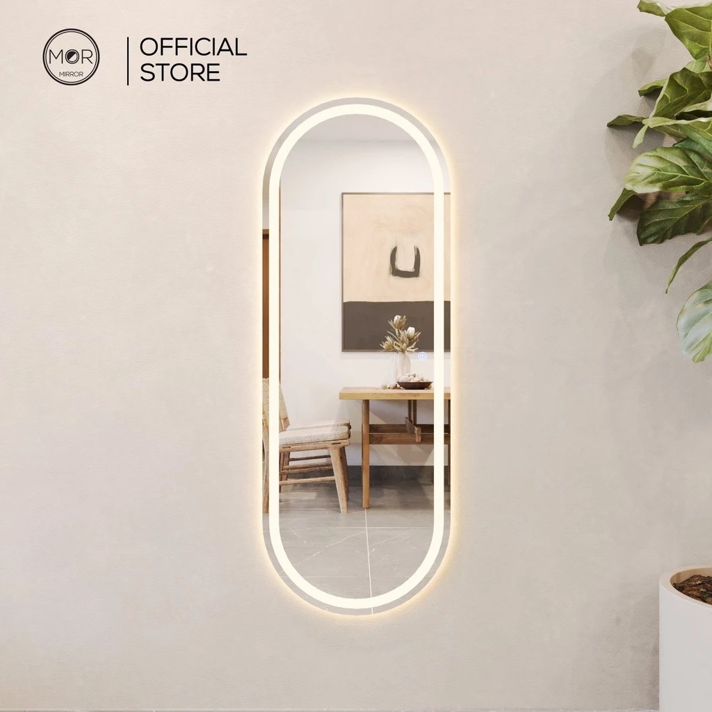 Gương toàn thân oval trang trí phòng led cảm ứng cao cấp MOR MIRROR kích cỡ 70x170 đầy đủ phụ kiện