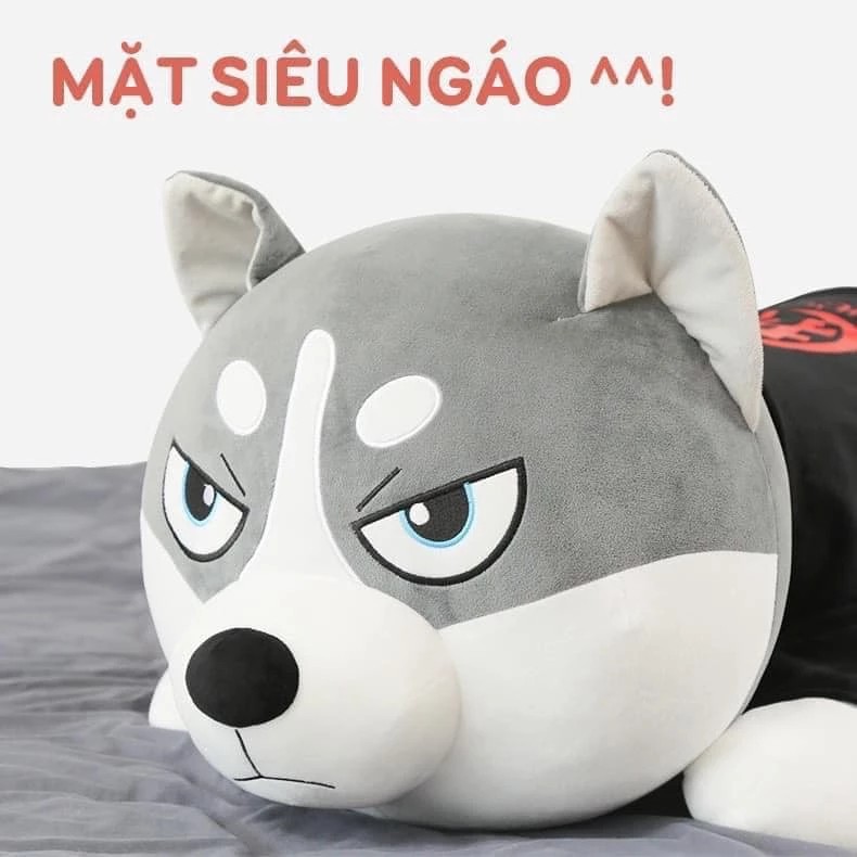 Gấu Bông Chó Husky Mặt Ngáo Size 1m5 Siêu To Khổng Lồ, Thú Nhồi Bông Husky Ngầu Cao Cấp