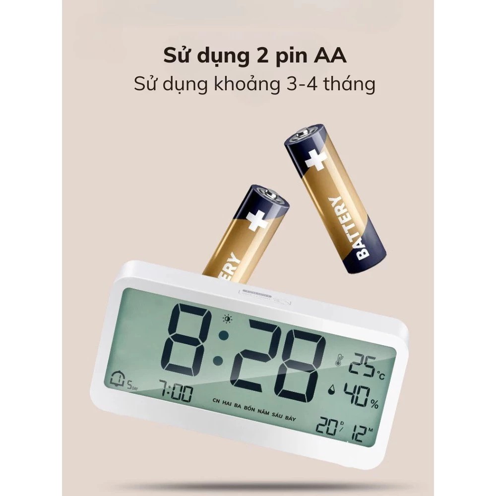 Đồng hồ để bàn đa năng - Màn hình led ban đêm tích hợp báo thức, đo nhiệt độ, độ ẩm phòng , decor phòng ngủ, cảm ứng