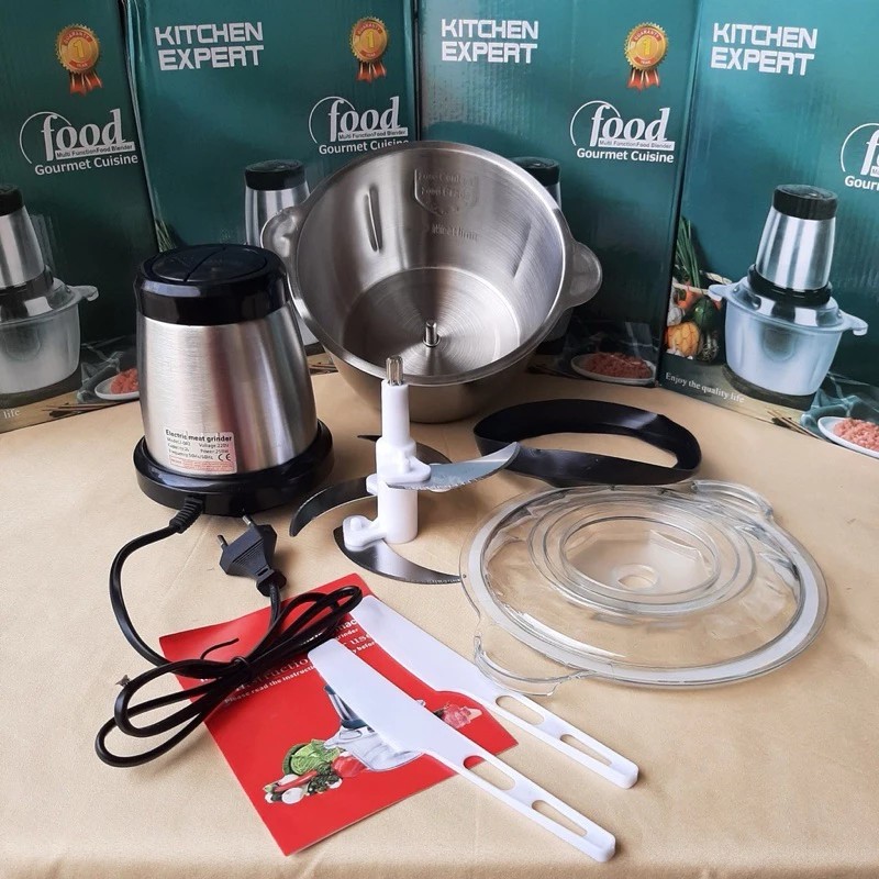 304 stainless steel meat grinder with 4 multi-function blades, 2500w capacity, mini handheld bear grinder