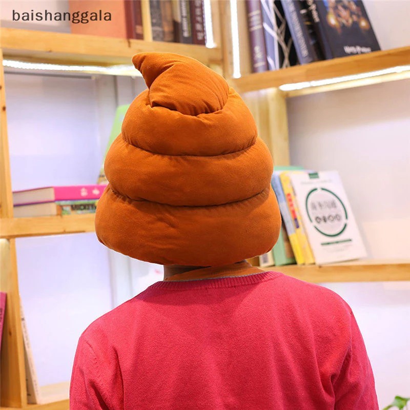 Baishanggala Sáng Tạo Dễ Thương Hình Shit Sang Trọng Mũ Đồ Chơi Nhồi Bông Ngộ nghĩnh Giả Poop Full Mũ Đội Đầu ADS