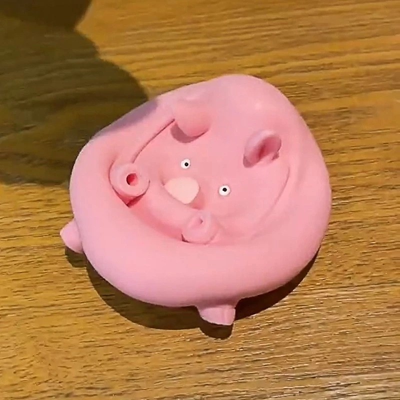 Pink Pig Shaped Elastic Squeeze Toy Stress Relief Elastic Pink Pig Squeeze Toy