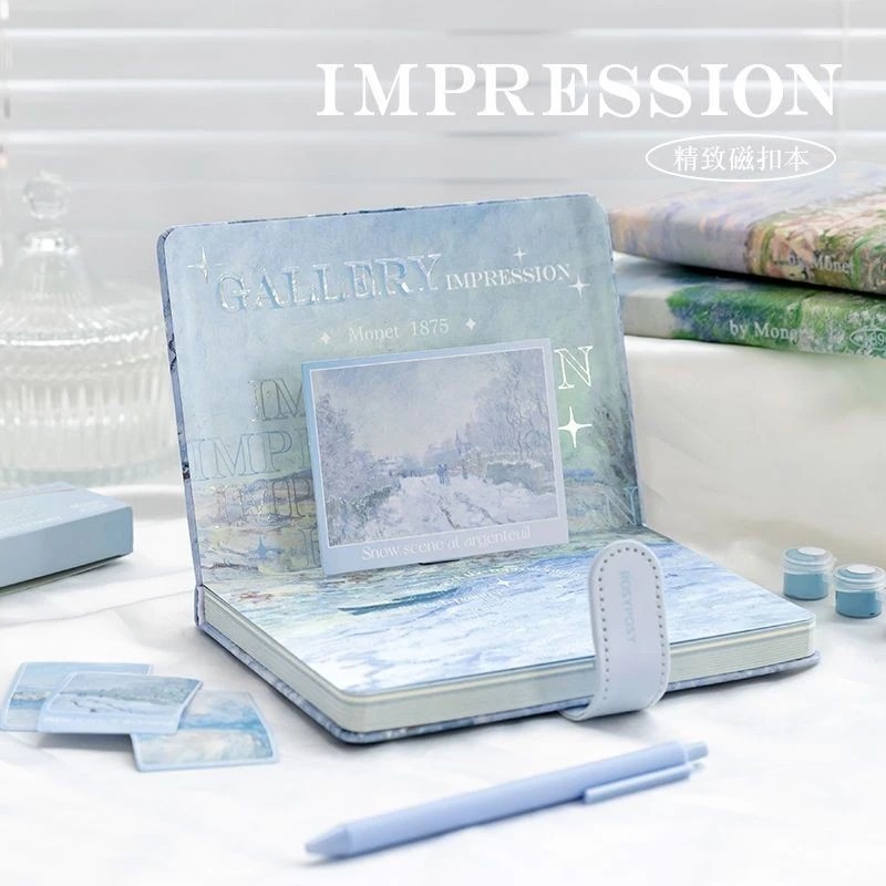 Korean Version Magnetic Lock Notebook Ins Oil Painting Notebook Exquisite Diary High School Student High Value Page Notebook