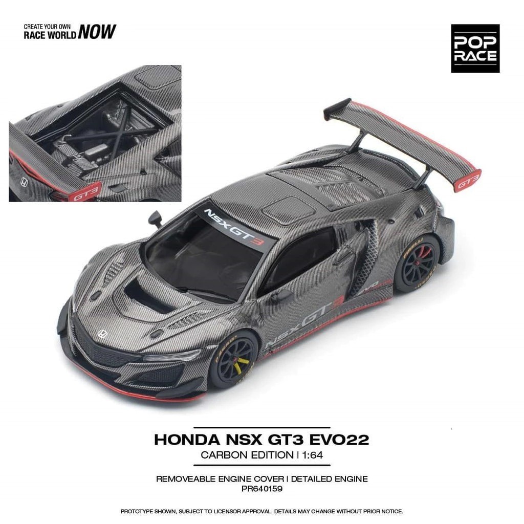 Mô hình xe Honda NSX GT3 EVO 22 full carbon 1:64 Poprace PR640159