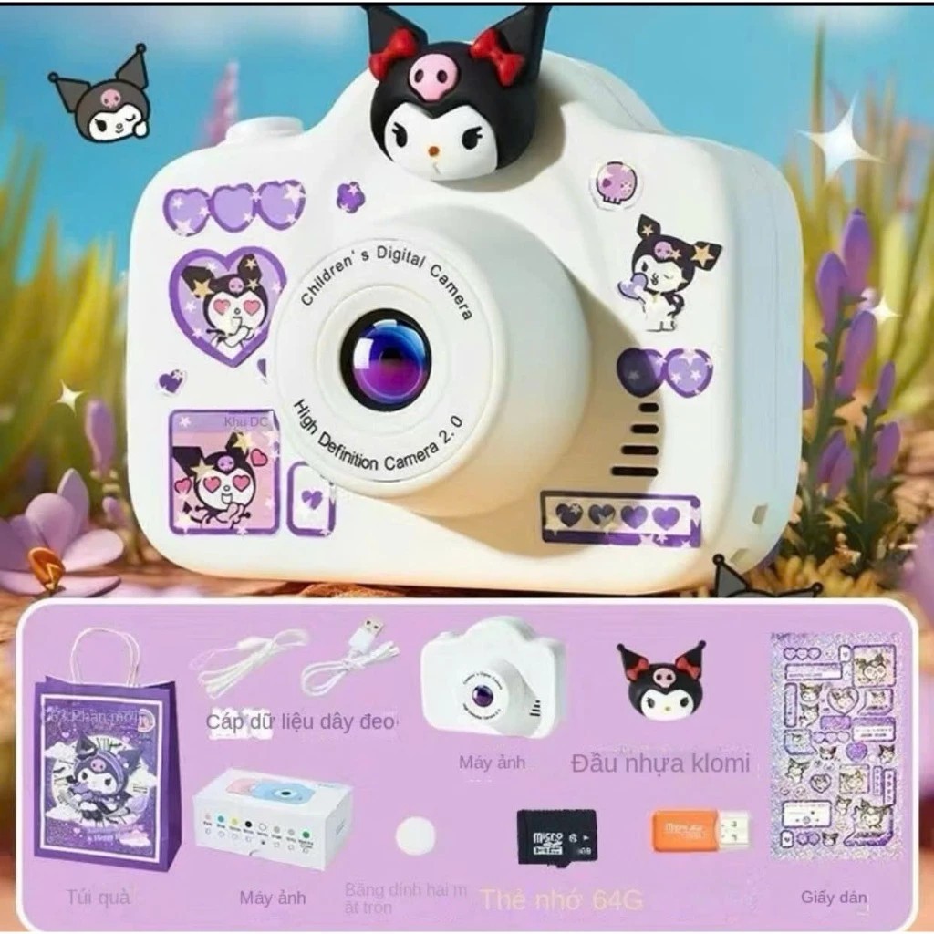 thuật số Mini Camera kép 2000W Pixel độ phân giải cao Kuromi Cinnamoroll Melody