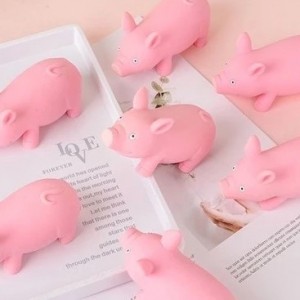 Pink Pig Shaped Elastic Squeeze Toy Stress Relief Elastic Pink Pig Squeeze Toy