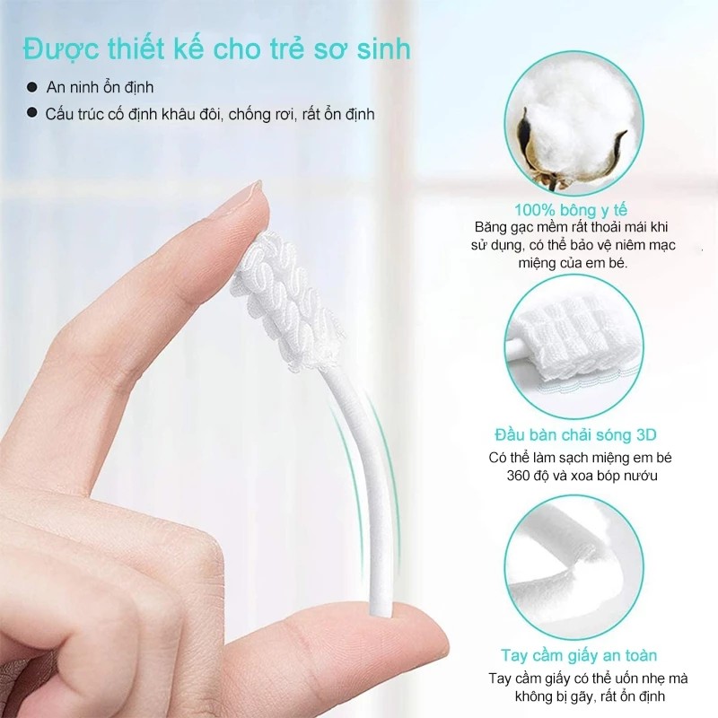 30Pcs Disposable Medical Cotton Swabs Oral Hygiene Swabs Toothbrush For Babies