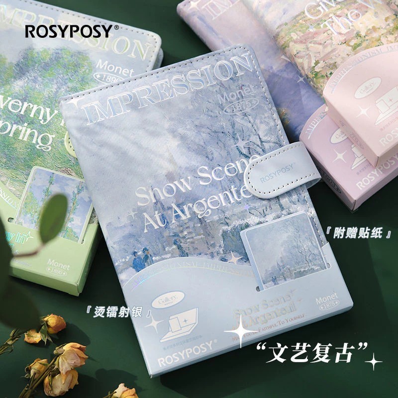 Korean Version Magnetic Lock Notebook Ins Oil Painting Notebook Exquisite Diary High School Student High Value Page Notebook