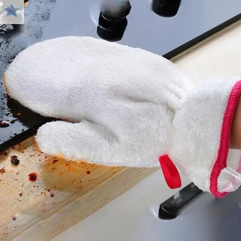 Gjcute Bamboo Fiber Dishwashing Gloves Cordless Silver Dishwashing God Kitchen Cleaning Oil Resistant Waterproof Steel Wire Gloves