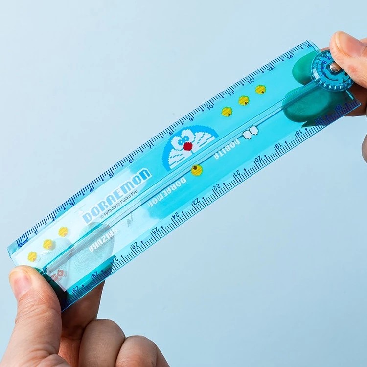 30cm foldable student ruler made of flexible plastic with Doraemon pattern to help measure/draw angles for children to use at home/take to school